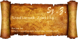 Szedlacsek Zomilla névjegykártya